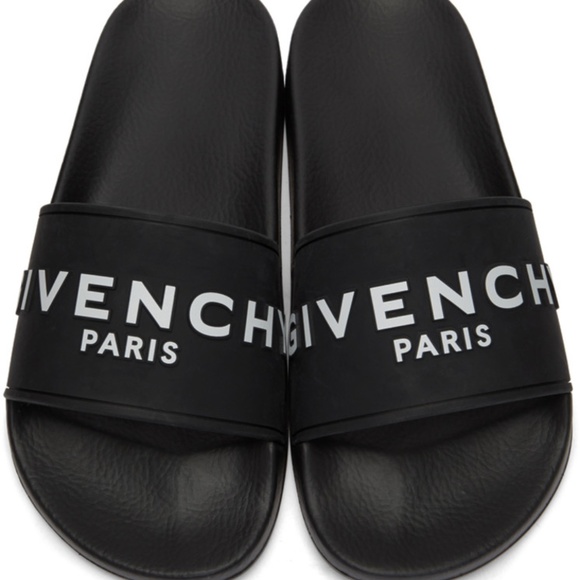 Givenchy Shoes - Givenchy Black Logo Pool Slides